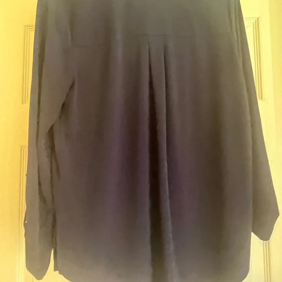 Michael Kors Navy 3/4 zip top. Nice gold detailing. EUC - Picture 3 of 5